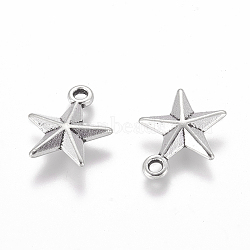 Tibetan Style Alloy Pendants, Cadmium Free & Lead Free, Star, Antique Silver, 16x14x4mm, Hole: 2mm(TIBE-ZN61909-AS-LF)