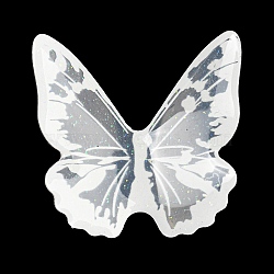Transparent Resin Cabochons, Glitter Butterfly, White, 37x36x8mm(RESI-K031-01B-05)