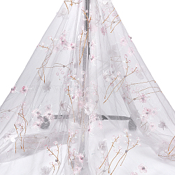 Polyester Mesh Fabric, Clothing Accessories, Flower Pattern, Gainsboro, 1500~1750x0.1~8.5mm, 2 yards/pc(DIY-WH0622-578A)