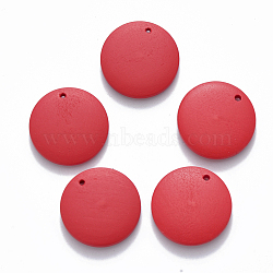 Painted Wood Pendants, Flat Round, Red, 20x4mm, Hole: 1.5mm(WOOD-Q040-018A-A07)