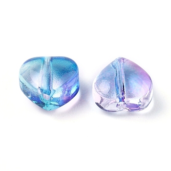 Electroplate Glass Beads, Heart, Cornflower Blue, 5.5x6x3.7mm, Hole: 0.8mm