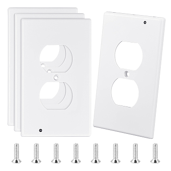 Plastic 1-Gang Socket Cover Plate, Rectangle, with Screws, White, 124x74x28mm, Hole: 4mm & 34x68mm