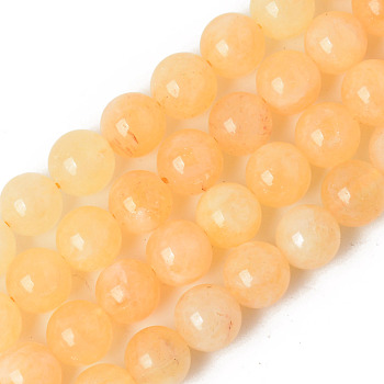 Natural Quartz Beads Strands, Dyed & Heated, Imitation Citrine, Round, 10~10.5mm, Hole: 1.2mm, about 38pcs/strand, 14.96 inch(38cm)