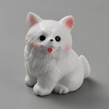 Resin Dog Figurines Ornament, for Home Desktop Decoration, White, 27x21x28mm