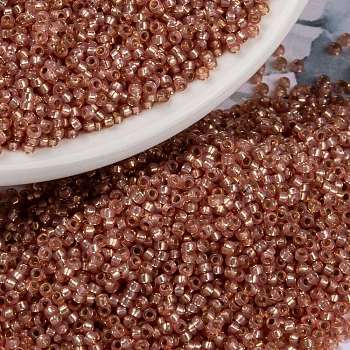 MIYUKI Round Rocailles Beads, Japanese Seed Beads, (RR553) Dyed Dark Peach Silverlined Alabaster, 15/0, 1.5mm, Hole: 0.7mm, about 5555pcs/bottle, 10g/bottle