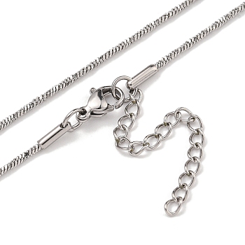 304 Stainless Steel Snake Chain Necklaces, Stainless Steel Color, 17.64x0.06 inch(44.8x0.15cm)