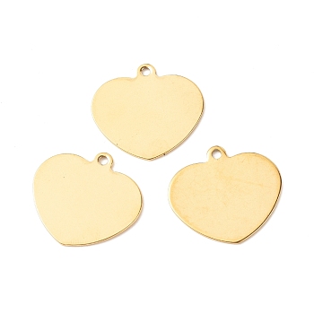 Ion Plating(IP) 201 Stainless Steel Pendants,  Heart, Golden, 23x25x1mm, Hole: 1.9mm