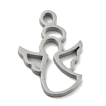Laser Cut 304 Stainless Steel Charms, Angel Charms, Stainless Steel Color, 11x8x1mm, Hole: 1.2mm