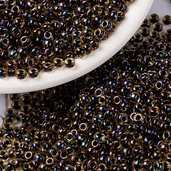 MIYUKI Round Rocailles Beads, Japanese Seed Beads, (RR380) Lined Steel Blue Luster, 8/0, 3mm, Hole: 1mm, about 422~455pcs/bottle, 10g/bottle