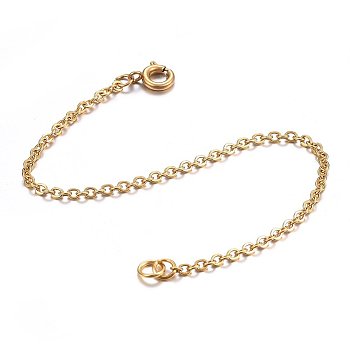 304 Stainless Steel Chain Extender, with Spring Clasp, Golden, 77mm, Links: 2.5x2x0.5mm, Ring: 5x1mm, Clasp: 7.5x1.5mm