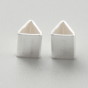 925 Sterling Silver Beads, Silver Color Plated, Triangle, 4x4.5x6mm, Hole: 3x3mm