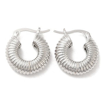 Rack Plating Brass Round Hoop Earrings for Women, Lead Free & Cadmium Free, Platinum, 21x19x6mm