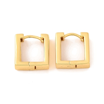 Brass Hoop Earrings for Women, Lead Free & Cadmium Free, Square, Real 18K Gold Plated, 14.5x5.5mm