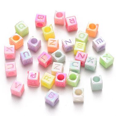 6mm Mixed Color Cube Acrylic Beads