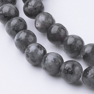 brins de perles de larvikite noire naturelle(G-G735-57-6mm)-3