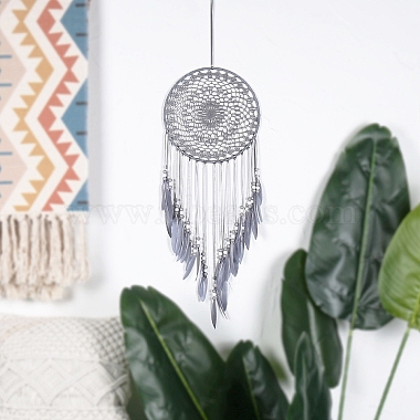 Woven Web/Net with Feather Wall Hanging Decorations(PW-WG80788-01)-5