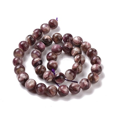 Natural Lepidolite/Purple Mica Stone Beads Strands(G-G925-02A)-3