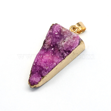 Plated Natural Druzy Agate Triangle Pendants(G-R275-08)-2