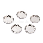 Non-Tarnish 304 Stainless Steel Cabochon Settings, Lace Edge Bezel Cups, Flat Round, Stainless Steel Color, 17x2mm Tray: 14mm(STAS-Y001-08P)