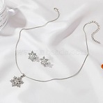 Snowflake Alloy Crystal Rhinestone Pendant Necklaces & Stud Earrings Sets, Platinum, 400mm(FS-WGBFA9B-02)