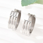 304 Stainless Steel Textured Hoop Earrings, with 316 Surgical Stainless Steel Ear Pins, Polished, Stainless Steel Color, 20x7mm(EJEW-L307-09P-02)