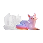 DIY Fox Candle Silicone Molds, for Candle Making, White, 10.7x6.6x6.8cm(DIY-G113-08B)