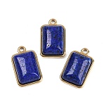 Natural Lapis Lazuli Pendants, with 304 Stainless Steel Findings, Rectangle Charms, Golden, 19.5x12x6~6.5mm, Hole: 1.7mm(STAS-K291-04G-03)
