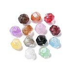 Transparent Resin UV Reactive Beads, Color Changing Beads, Polygon, Faceted, with Glitter Powder, Mixed Color, 16x16x15.5mm, Hole: 2.5mm(RESI-G119-12)