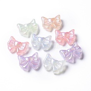 Transparent Acrylic Beads, Glitter Beads, Glow in the Dark, Bowknot, Mixed Color, 22.5x28.5x12mm, Hole: 2.1mm(LACR-K004-02)
