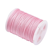 Nylon Thread Cord, DIY Braided Ball Jewelry Making Cord, Pink, 0.8mm, about 10m/roll(10.93yards/roll)(NWIR-NS018-0.8mm-009)