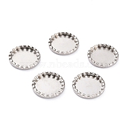 304 Stainless Steel Cabochon Settings, Lace Edge Bezel Cups, Flat Round, Stainless Steel Color, 17x2mm Tray: 14mm(STAS-Y001-08P)