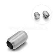 Tarnish Resistant Matte 304 Stainless Steel Barrel Magnetic Clasps with Glue-in Ends, Stainless Steel Color, 25x14mm, Hole: 10.5mm(STAS-E089-06G)