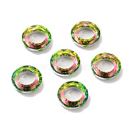 Electroplate Glass Linking Rings, Crystal Cosmic Ring, Prism Ring, Faceted, Back Plated, Round Ring, Yellow Green, 14x3.5mm, Inner Diameter: 8mm(GLAA-A008-04A-04)