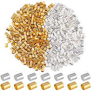 2000Pcs 2 Colors Brass Crimp Beads, Tube, Golden & Silver, 3x3mm, Hole: 2.5mm, 1000pcs/color(KK-SP0001-85)