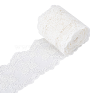 Cotton Elastic Lace Trim, Flower, White, 80~84mm, about 4.78~5yards/bag(OCOR-GF0002-15)