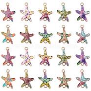 60Pcs 10 Styles Printed Alloy Connector Charms, Starfish Links, Light Gold, Nickel, Mixed Color, 23x16x1.5mm, Hole: 1.8mm, 6pcs/style(PALLOY-CJ0003-04)