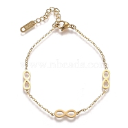 304 Stainless Steel Infinity Link Bracelets, with Lobster Claw Clasps, Golden, 7-1/8 inch(18cm)(STAS-A049-10G)