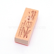 Wooden Stamps, with Rubber, Rectangle, Flower Pattern, 55x22x19mm(AJEW-WH0018-64G)