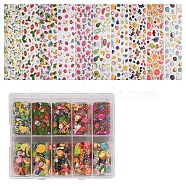 Shiny Laser Nail Art Transfer Stickers, Nail Decals, DIY Nail Tips Decoration for Women, Fruit Pattern, Mixed Color, 40mm, about 1m/roll, 10rolls/box(MRMJ-T063-454)