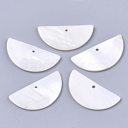 Natural Freshwater Shell Pendants, Half Round, Seashell Color, 14.5x30x2mm, Hole: 1.4mm(SHEL-S276-73)