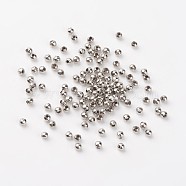 Iron Spacer Beads, Round, Platinum, 3mm in diameter, 3mm thick, Hole: 1.2mm, about 410pcs/20g(X-E006)
