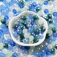 Glass Beads, Faceted, Rondelle, Light Blue, 10x8mm, Hole: 1mm, about 560pcs/500g(EGLA-A034-LM10mm-09)