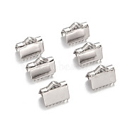 Tarnish Resistant Stainless Steel Ribbon Crimp Ends, Stainless Steel Color, 8x13mm, Hole: 1.5mm(STAS-Q187-04)