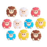 10Pcs 5 Styles Sheep Silicone Beads, Chewing Beads For Teethers, DIY Nursing Necklaces Making, Mixed Color, 25x22.50x9.50mm, Hole:2mm(JX647A)