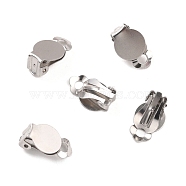 316 Stainless Steel Clip-on Earring Findings, Earring Settings, Flat Round, Stainless Steel Color, Tray: 10mm, 15.5x10x7mm, Hole: 3mm(STAS-I187-04A-P)