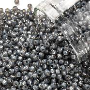 TOHO Round Seed Beads, Japanese Seed Beads, (2115) Silver Lined Black Diamond Opal, 11/0, 2.2mm, Hole: 0.8mm, about 1103pcs/10g(X-SEED-TR11-2115)