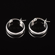 Ring 304 Stainless Steel Hoop Earrings, Hypoallergenic Earrings, Silver Color Plated, 22x19x4mm, Pin: 1mm(EJEW-D207-01)