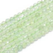 Natural Prehnite Beads Strands, Faceted, Round, 4mm, Hole: 0.8mm, about 91pcs/strand, 15.7 inch(40cm)(G-G792-33A)