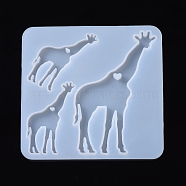 Giraffe Pendant Silicone Molds, Resin Casting Molds, For UV Resin, Epoxy Resin Jewelry Making, White, 97x100.5x5.5mm, Giraffe: 90x38.5mm and 51.5x20.5mm(DIY-I026-21)
