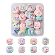 40Pcs 8 Styles Opaque Cute Cartoon Resin Cabochons, Rectangle, Mixed Color, 15.5~17x16~17.5x7.5~8mm, 5pcs/style(CRES-YW0001-18)